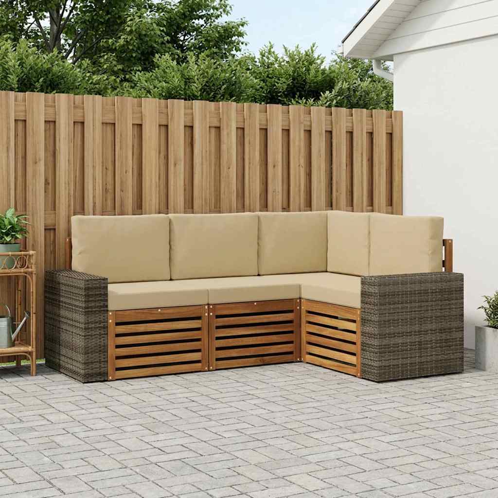 Outdoor-Sofagarnitur 4 stk. Natur und Beige Polyester