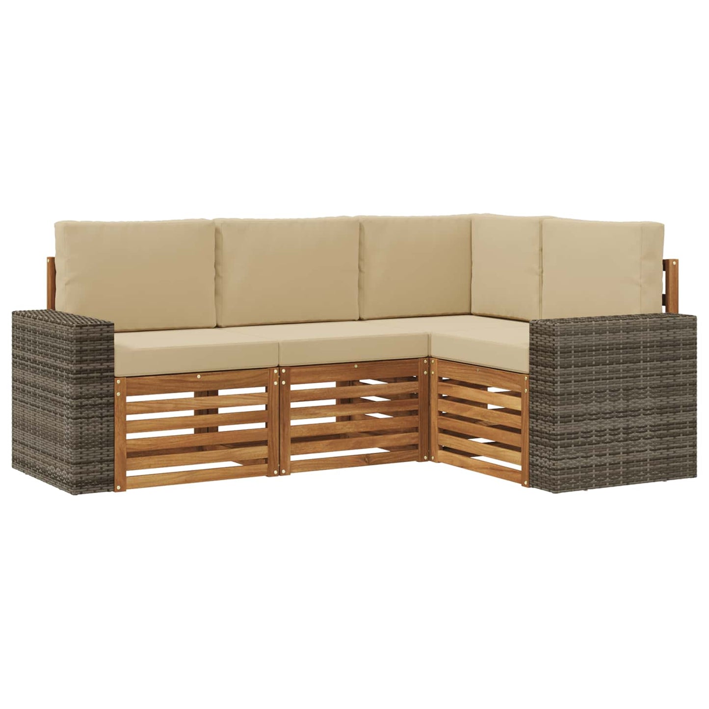 Outdoor-Sofagarnitur 4 stk. Natur und Beige Polyester