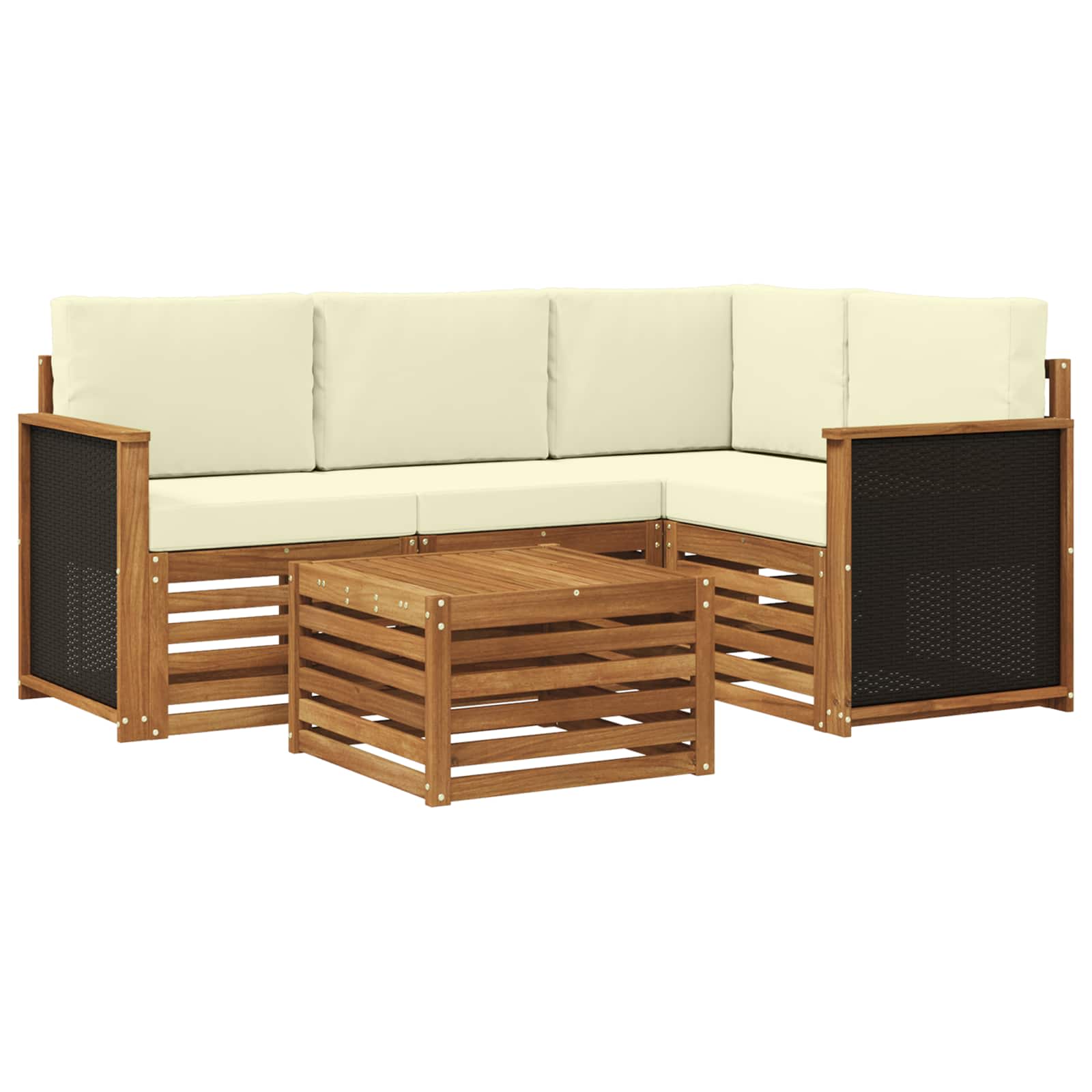 Outdoor-Sofagarnitur 5 pcs Natur und Creme 59 x 59 x 37 cm