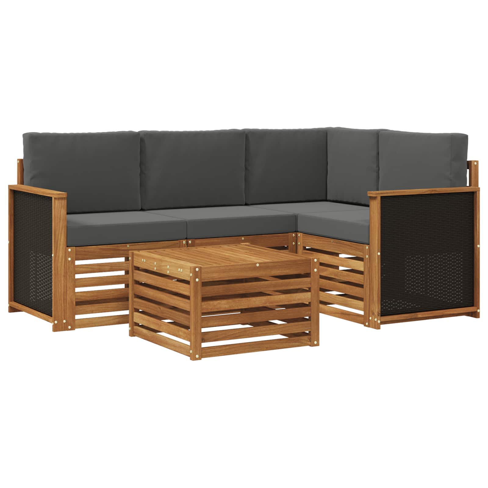 Outdoor-Sofagarnitur 5 stk. Natur und Anthrazit Polyester