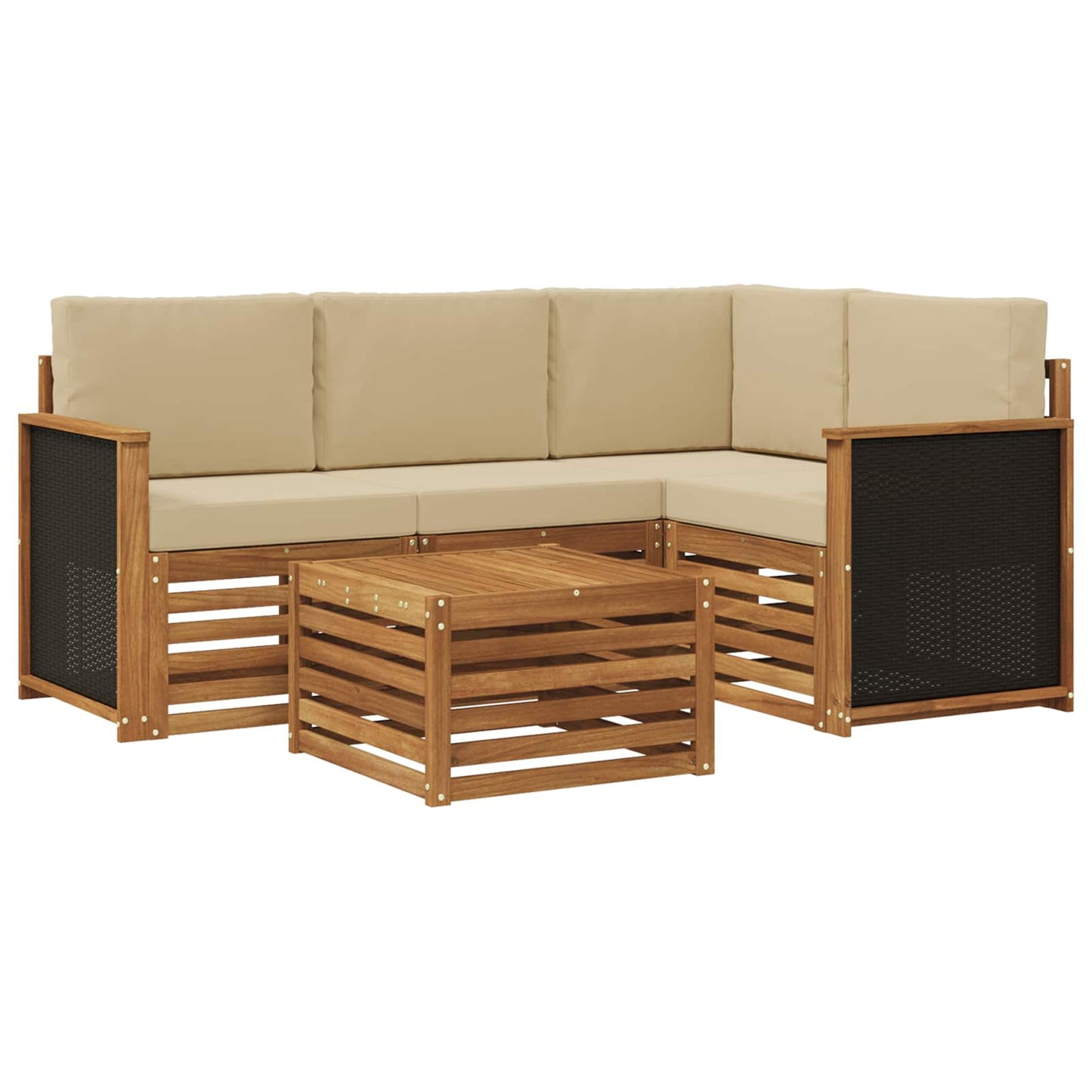 Outdoor-Sofagarnitur 5 stk. Natur und Beige Polyester