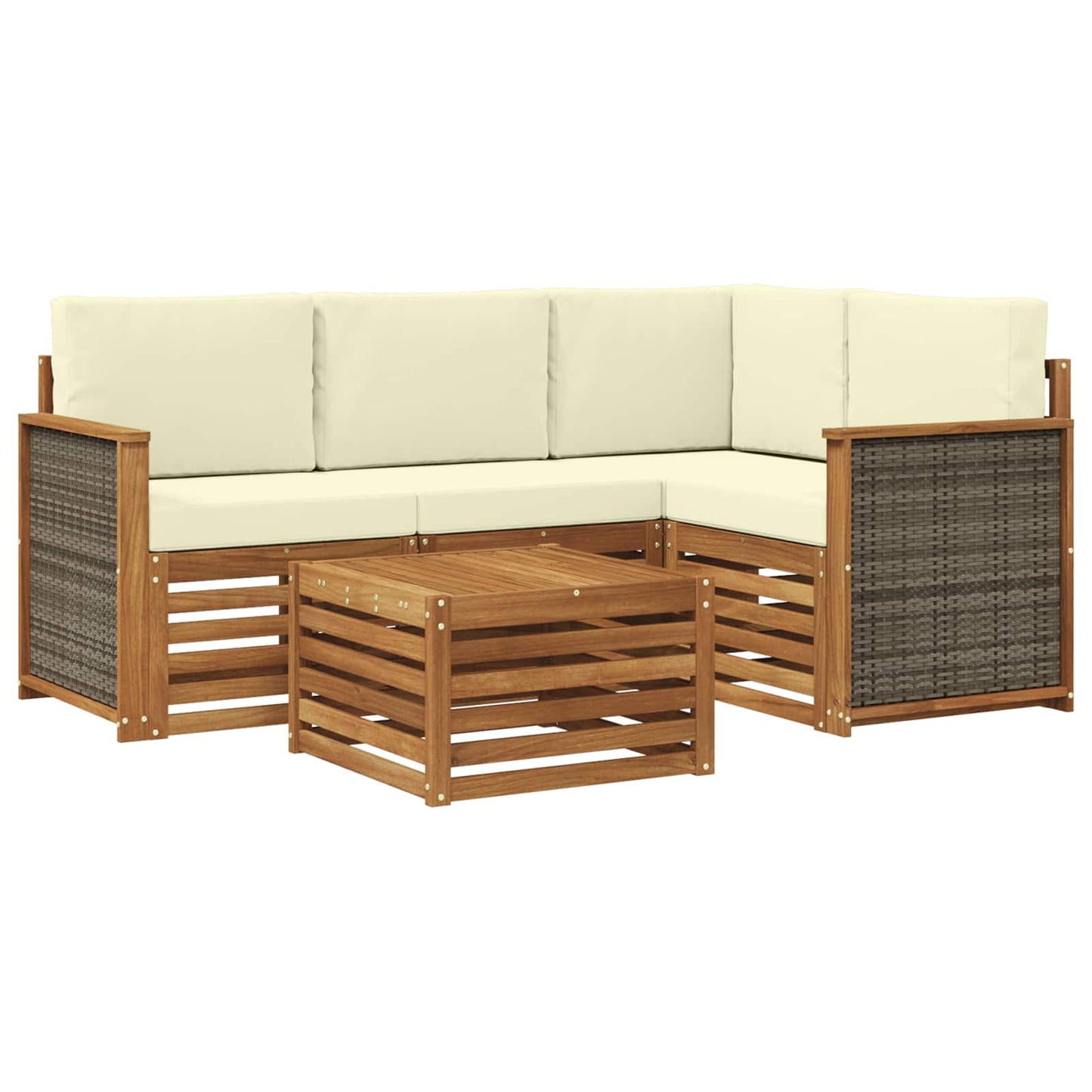 Outdoor-Sofagarnitur 5 pcs Natur und Creme 59 x 59 x 37 cm