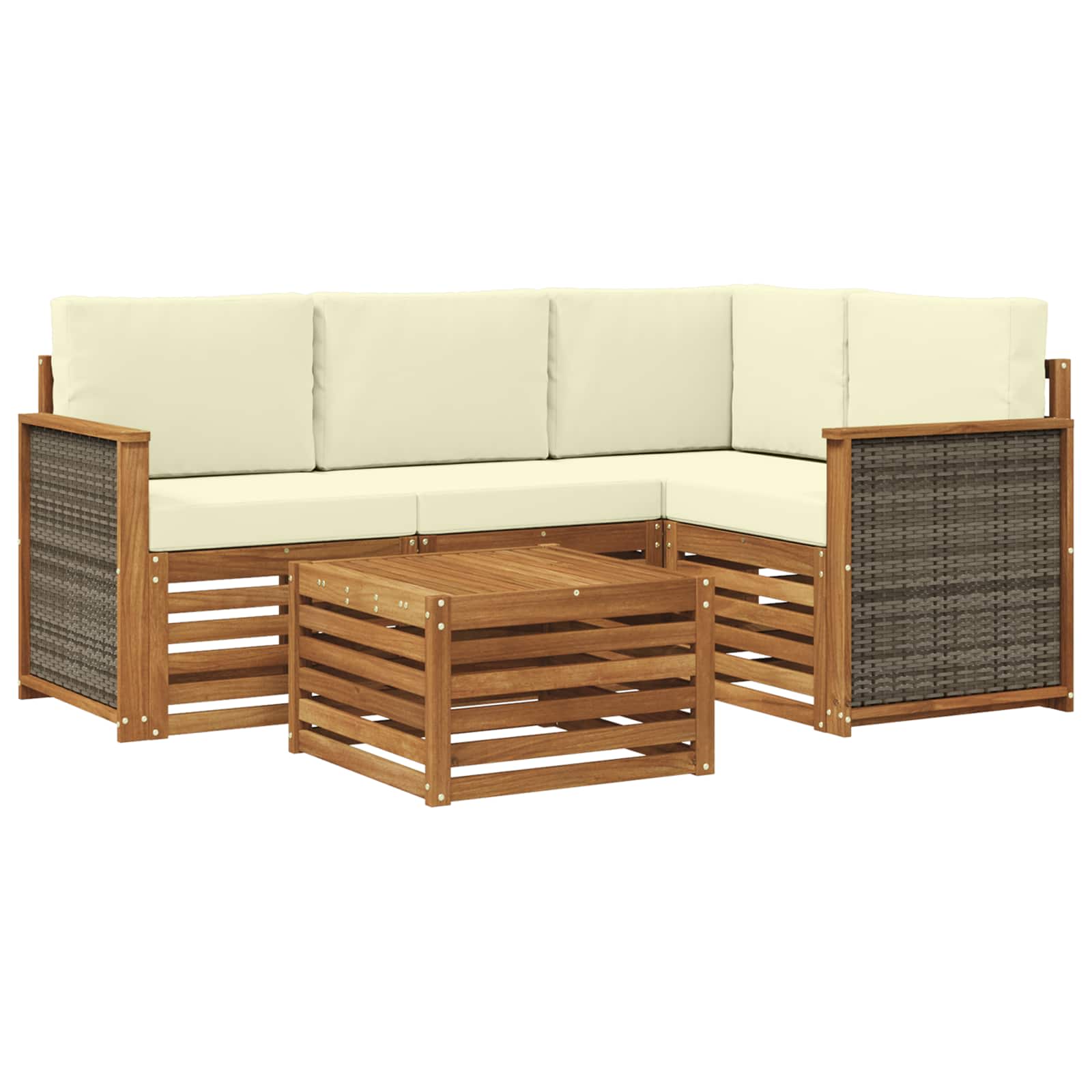 Outdoor-Sofagarnitur 5 pcs Natur und Creme 59 x 59 x 37 cm