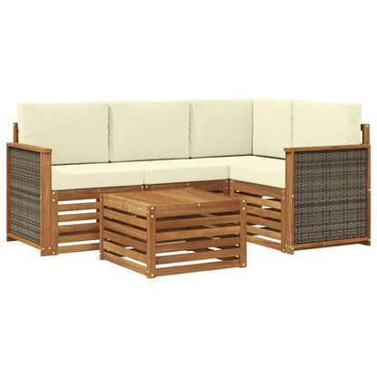 Outdoor-Sofagarnitur 5 stk. Natur und Creme Polyester