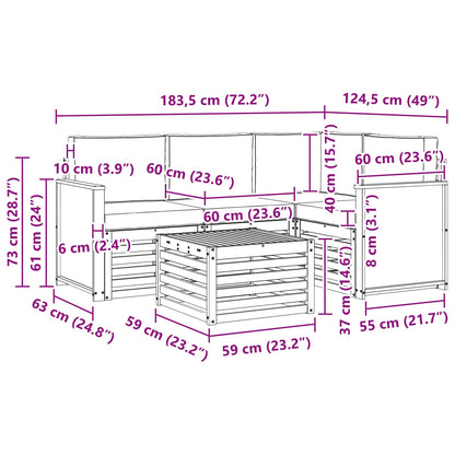Outdoor-Sofagarnitur 5 stk. Natur und Creme Polyester