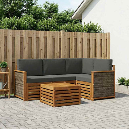 Outdoor-Sofagarnitur 5 stk. Natur und Anthrazit Polyester