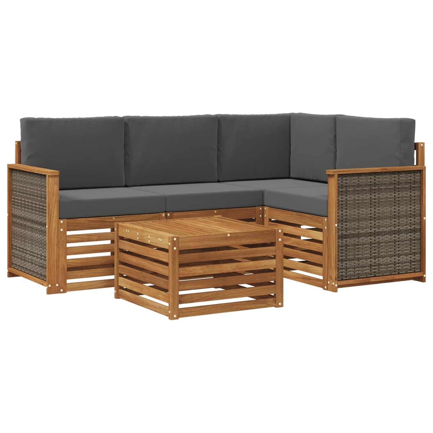 Outdoor-Sofagarnitur 5 stk. Natur und Anthrazit Polyester