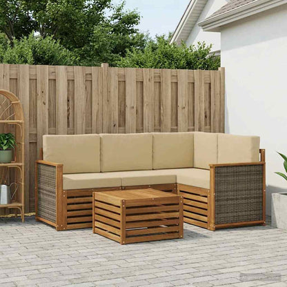 Outdoor-Sofagarnitur 5 stk. Natur und Beige Polyester