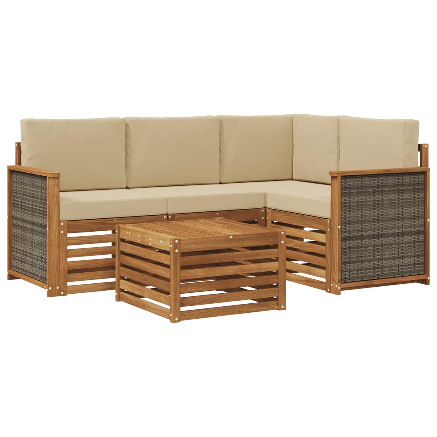 Outdoor-Sofagarnitur 5 stk. Natur und Beige Polyester