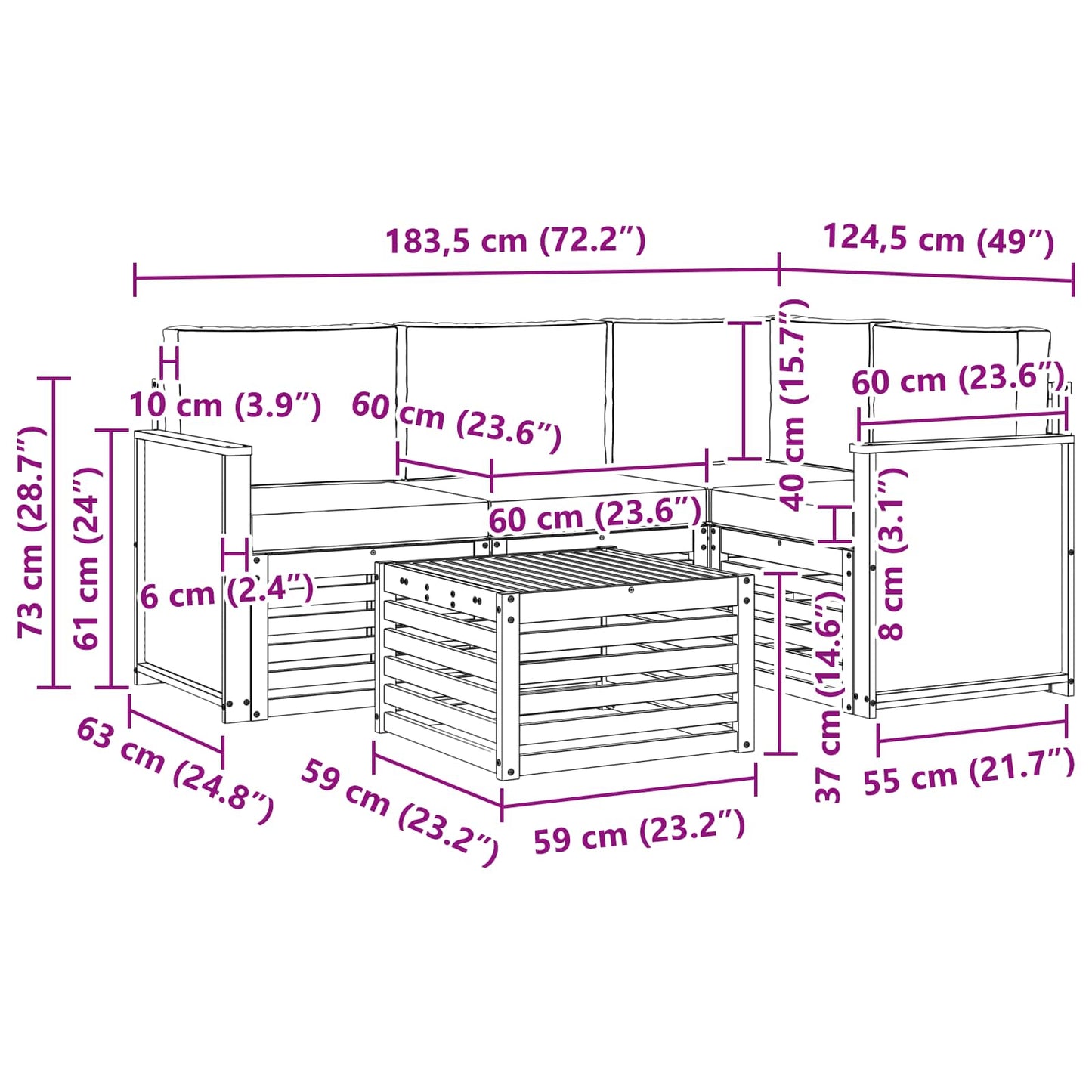 Outdoor-Sofagarnitur 5 stk. Natur und Beige Polyester