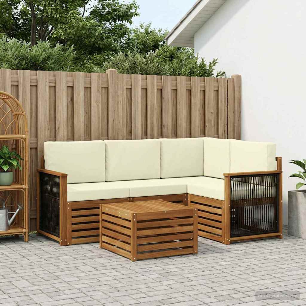 Outdoor-Sofagarnitur 5 pcs Natur und Creme 59 x 59 x 37 cm