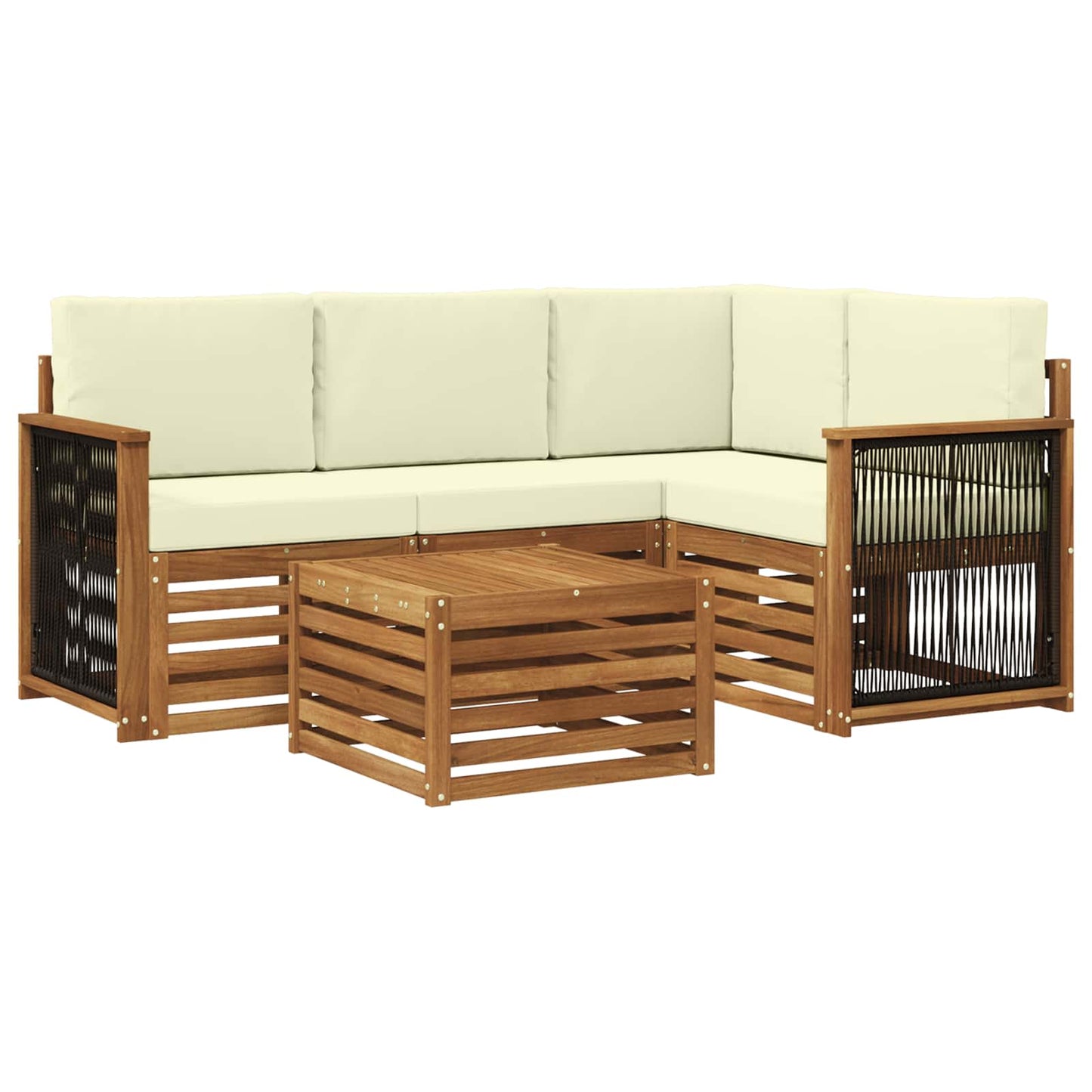 Outdoor-Sofagarnitur 5 pcs Natur und Creme 59 x 59 x 37 cm