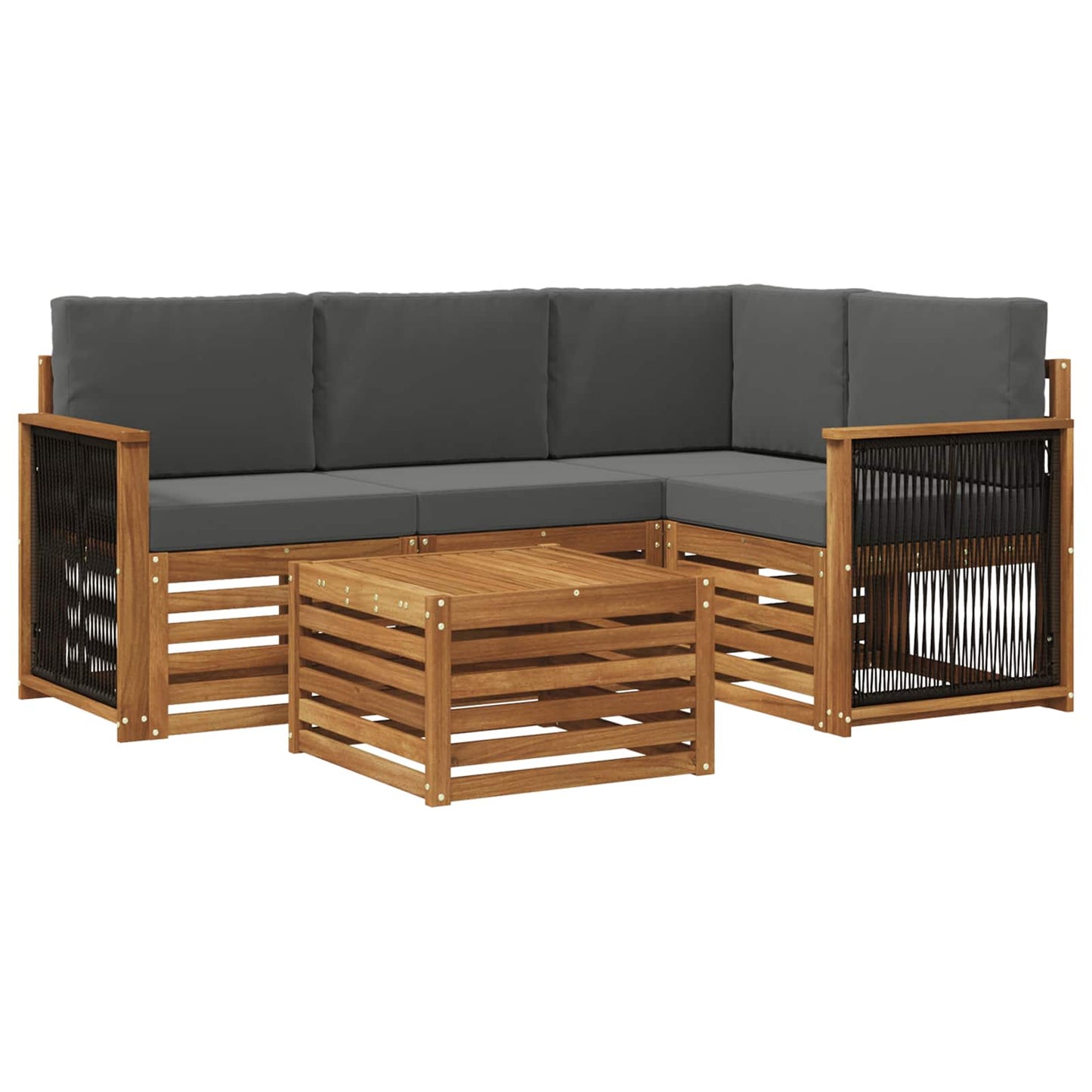 Outdoor-Sofagarnitur 5 stk. Natur und Anthrazit Polyester