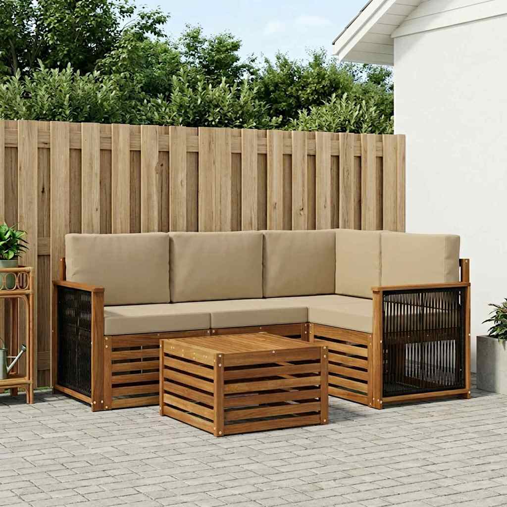 Outdoor-Sofagarnitur 5 stk. Natur und Beige Polyester