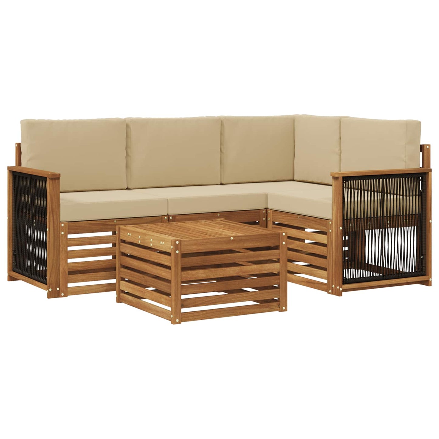 Outdoor-Sofagarnitur 5 stk. Natur und Beige Polyester