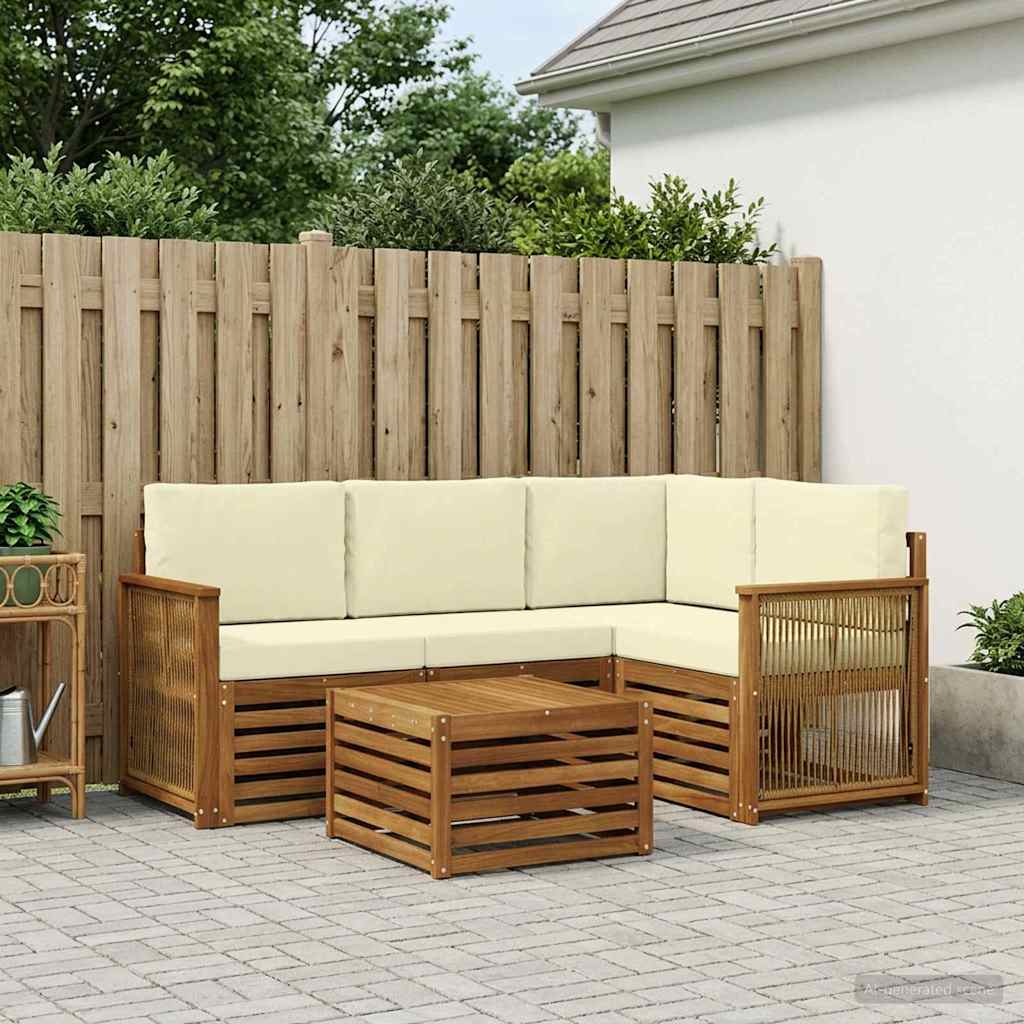 Outdoor-Sofagarnitur 5 pcs Natur und Creme 59 x 59 x 37 cm