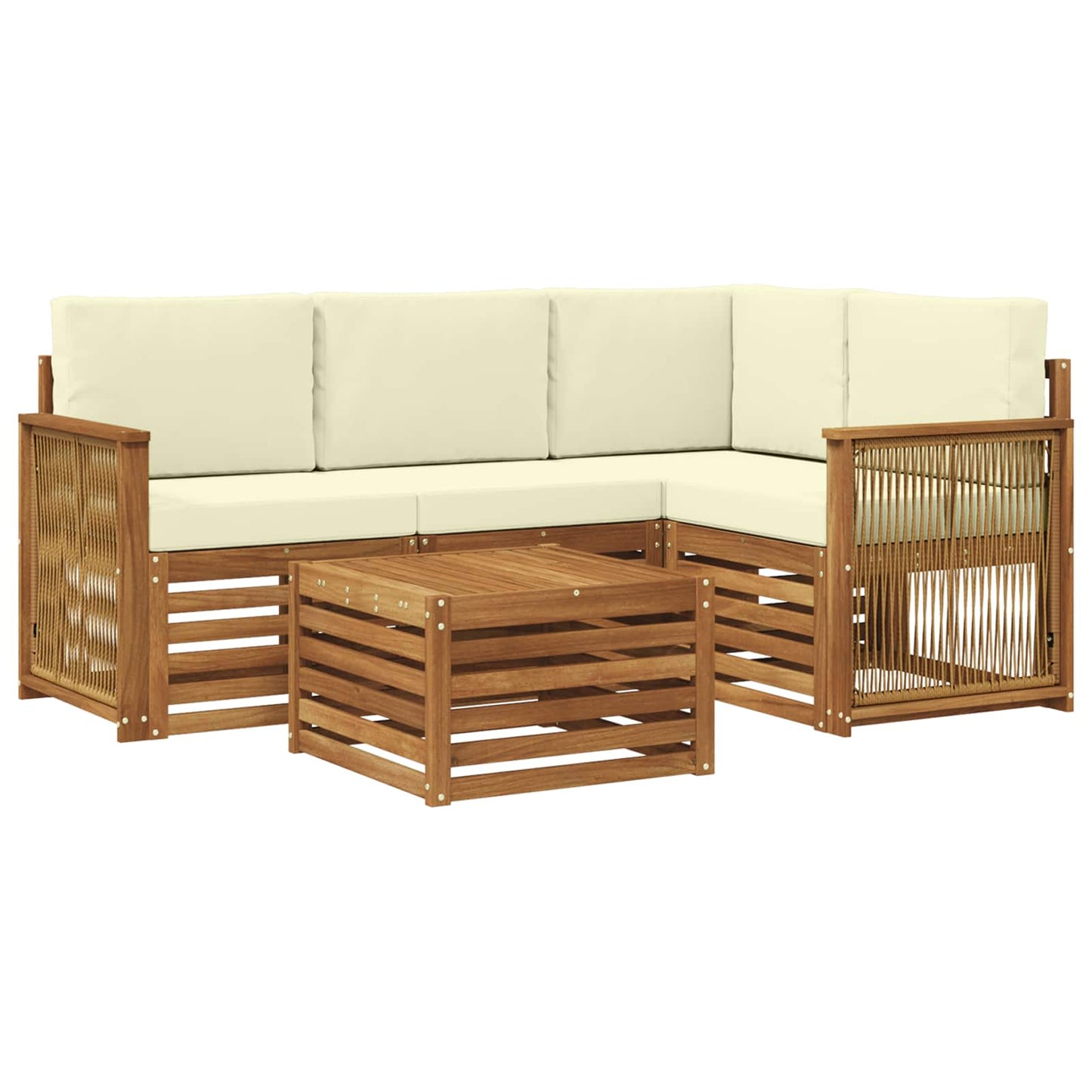 Outdoor-Sofagarnitur 5 pcs Natur und Creme 59 x 59 x 37 cm