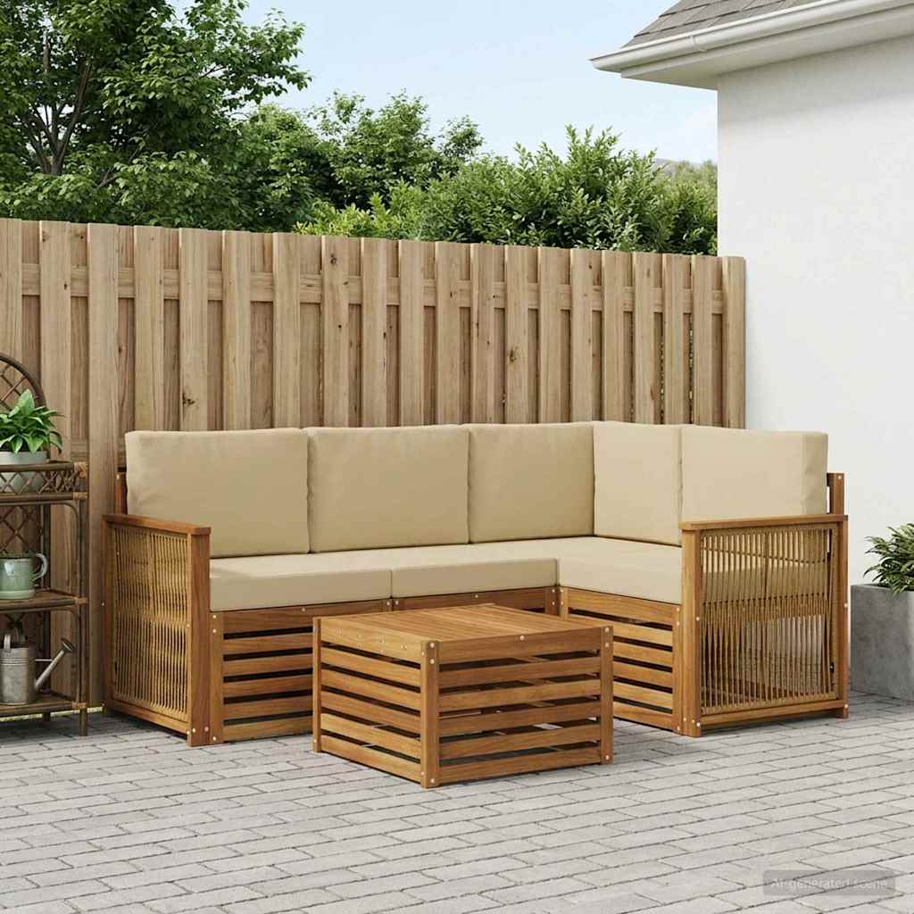 Outdoor-Sofagarnitur 5 pcs Natur und Beige 59 x 59 x 37 cm