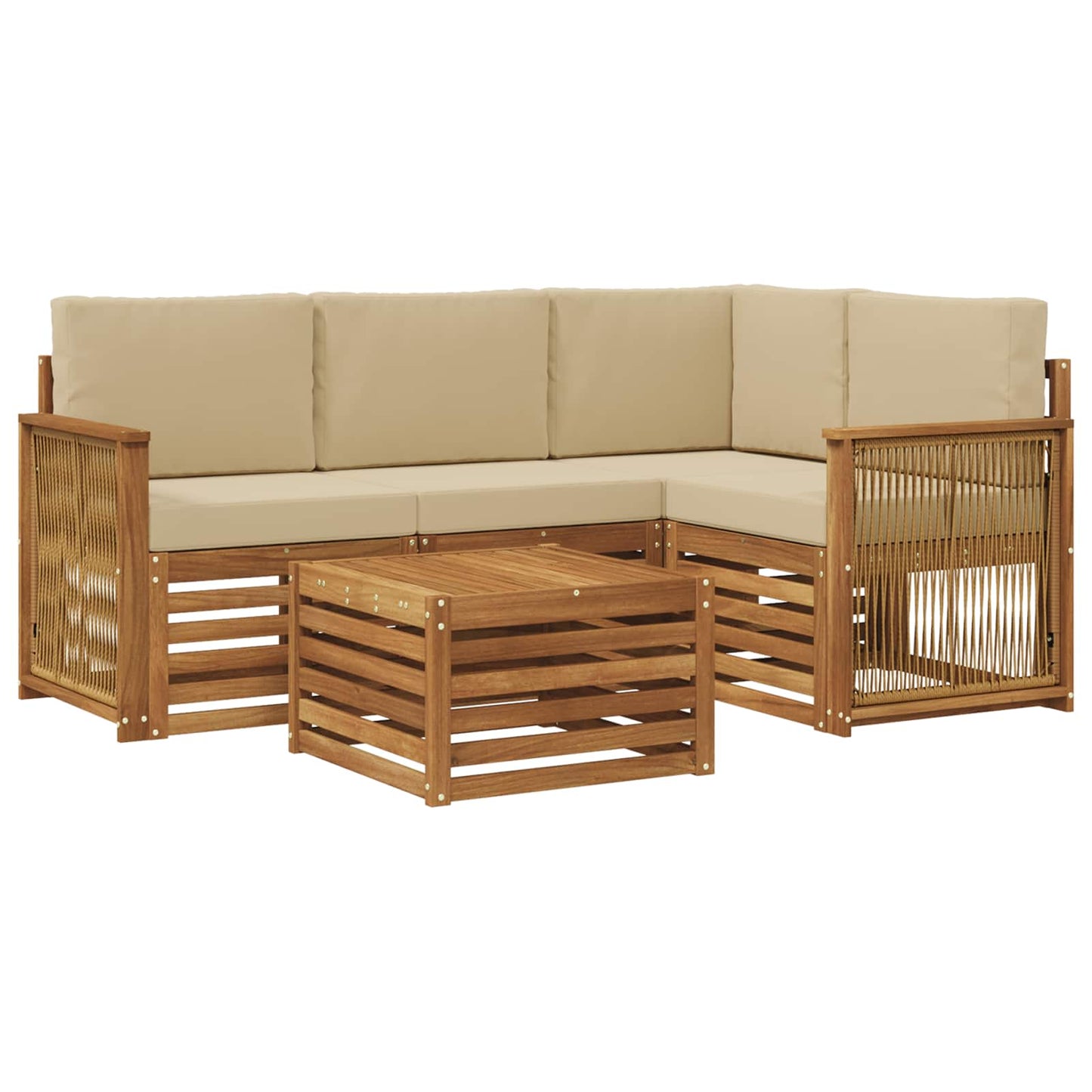 Outdoor-Sofagarnitur 5 pcs Natur und Beige 59 x 59 x 37 cm