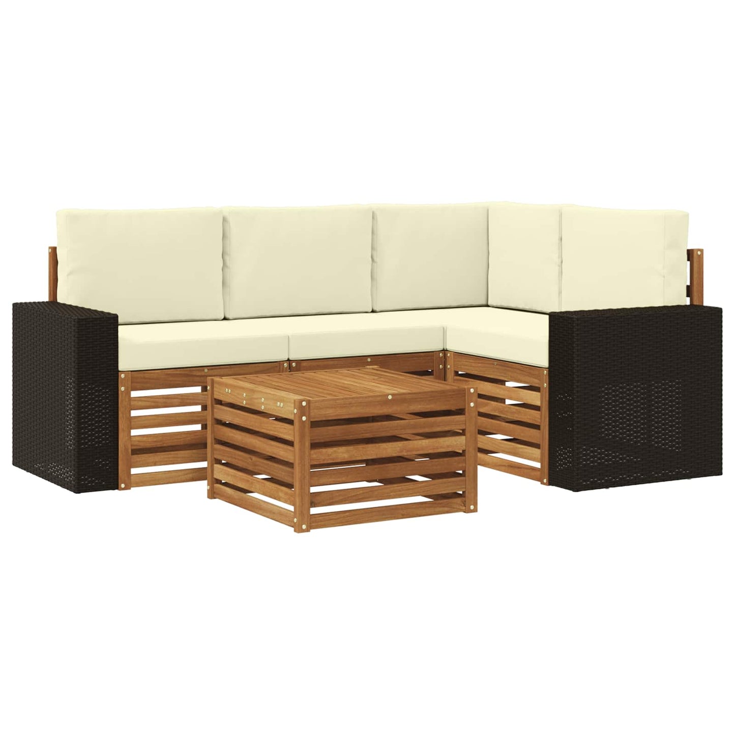 Outdoor-Sofagarnitur 5 pcs Natur und Creme 59 x 59 x 37 cm
