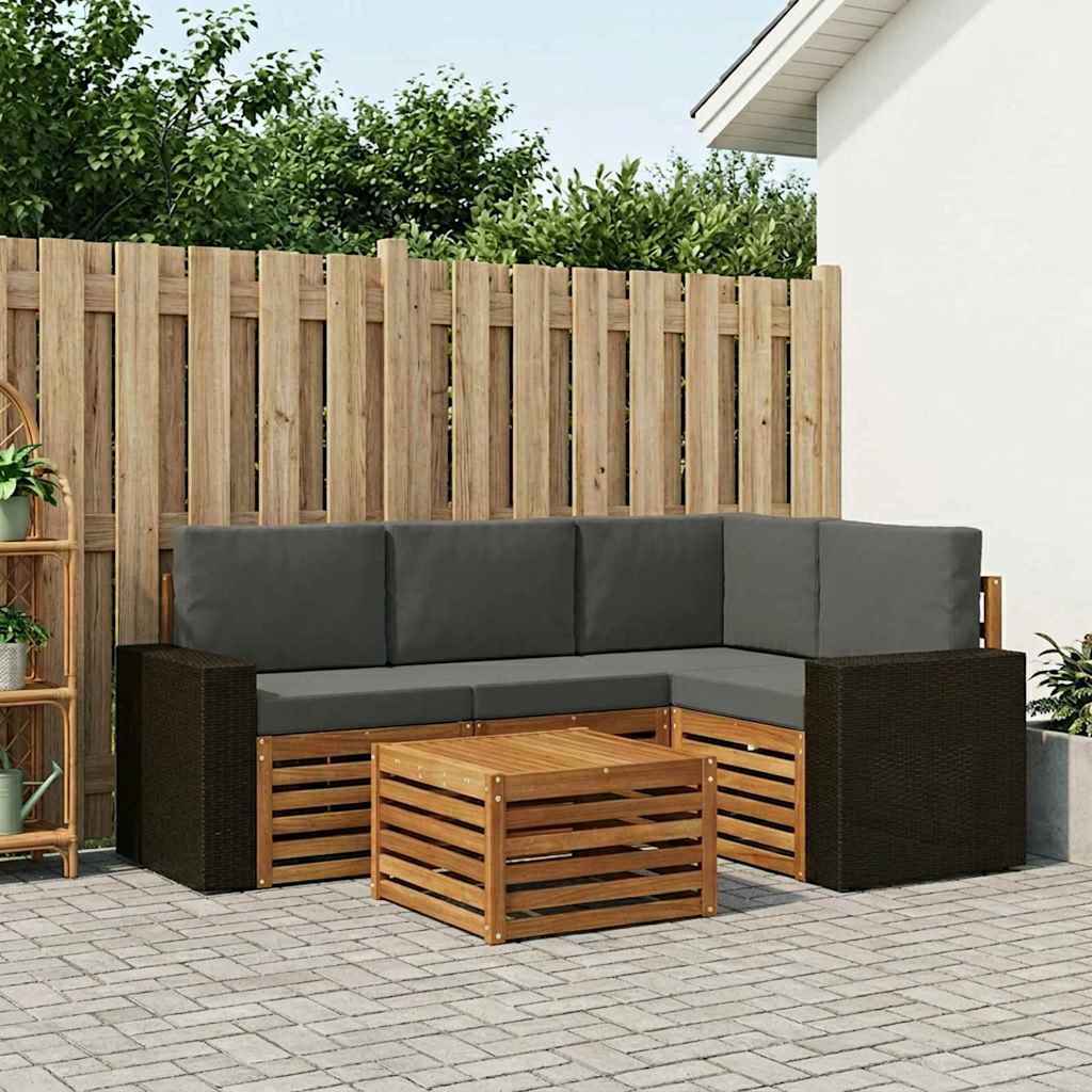 Outdoor-Sofagarnitur 5 pcs Natur und Anthrazit 59 x 59 x 37 cm