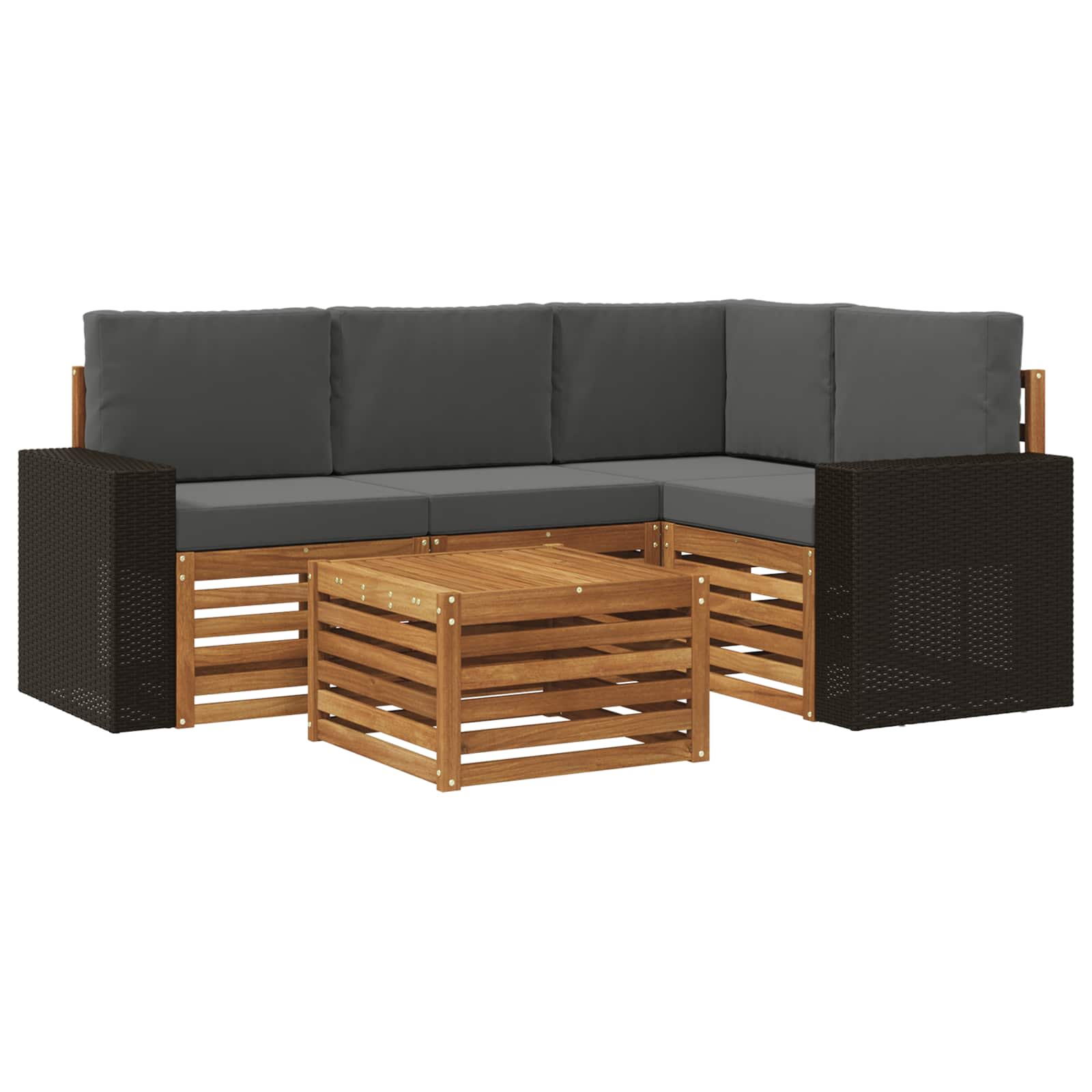 Outdoor-Sofagarnitur 5 pcs Natur und Anthrazit 59 x 59 x 37 cm