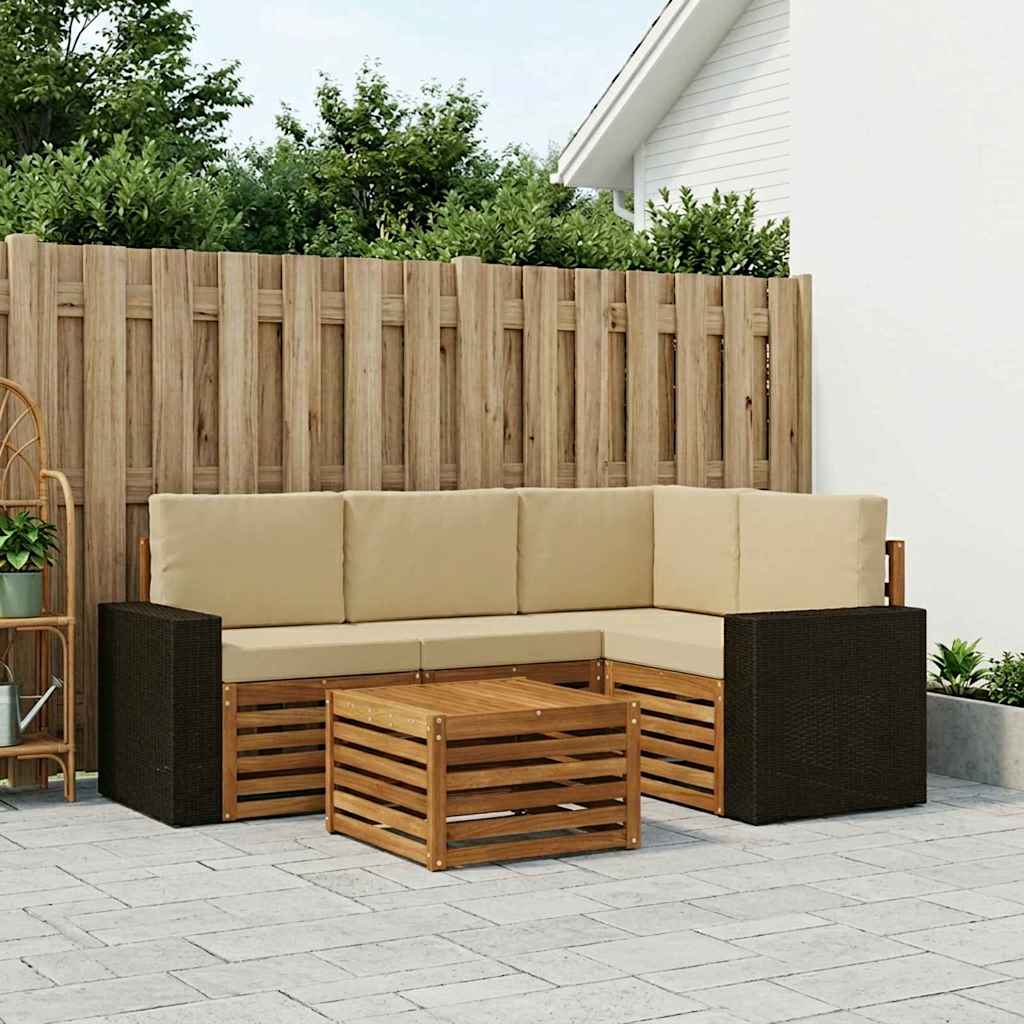 Outdoor-Sofagarnitur 5 pcs Natur und Beige 59 x 59 x 37 cm