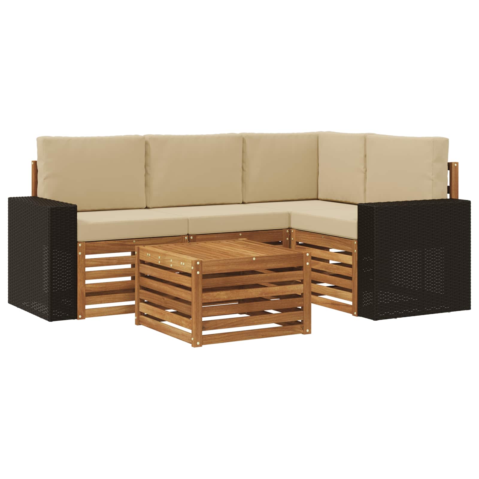 Outdoor-Sofagarnitur 5 pcs Natur und Beige 59 x 59 x 37 cm