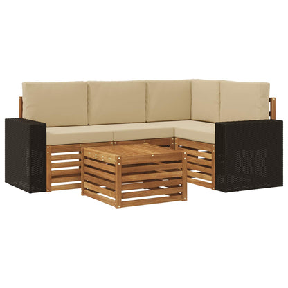 Outdoor-Sofagarnitur 5 stk. Natur und Beige Polyester