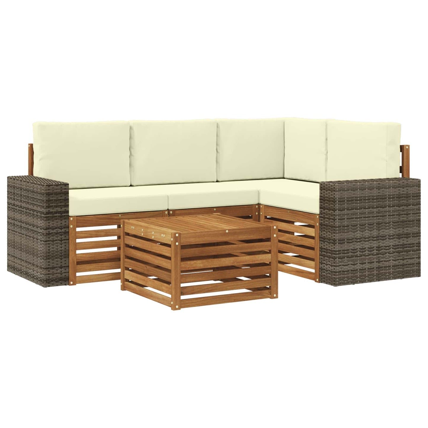 Outdoor-Sofagarnitur 5 pcs Natur und Creme 59 x 59 x 37 cm