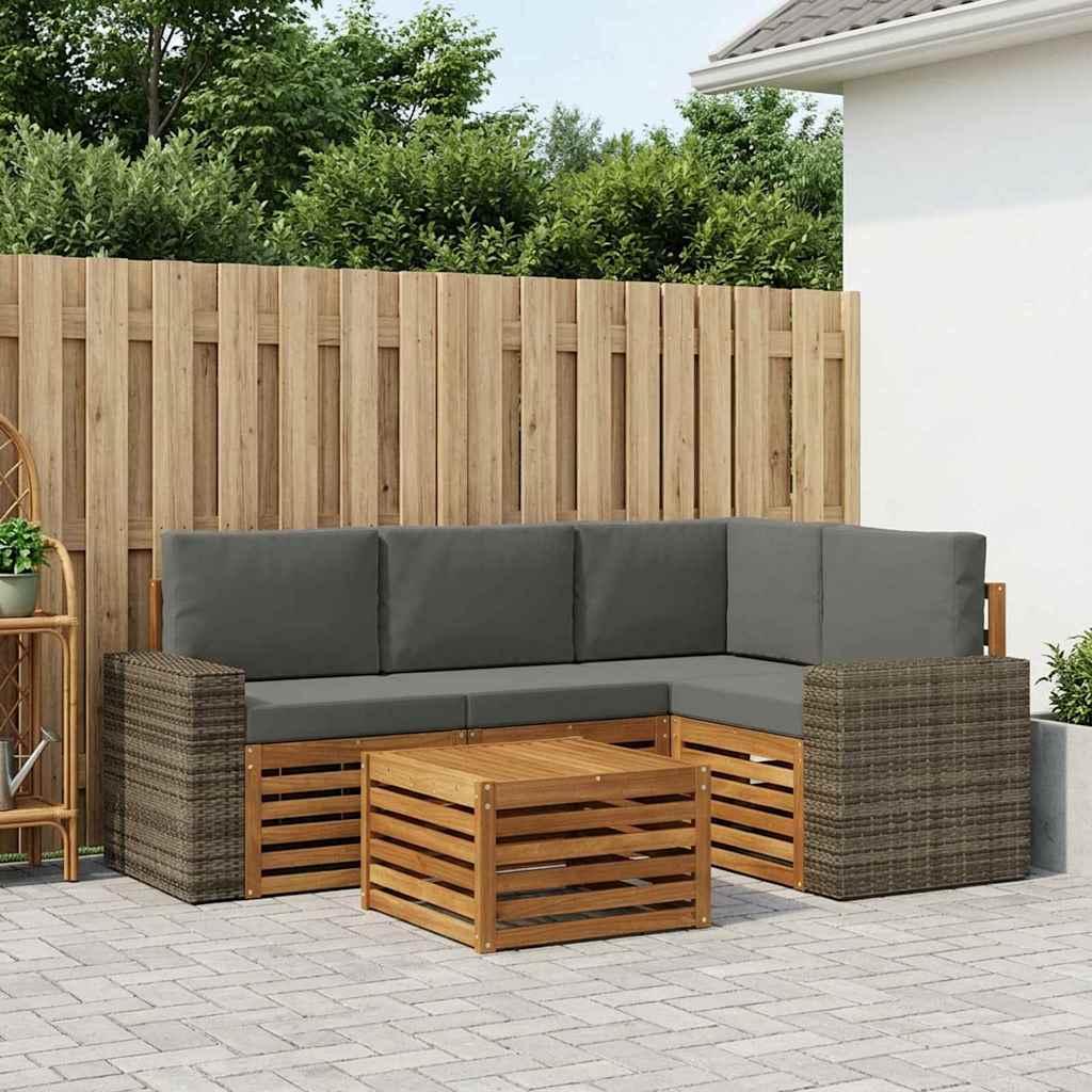 Outdoor-Sofagarnitur 5 pcs Natur und Anthrazit 59 x 59 x 37 cm