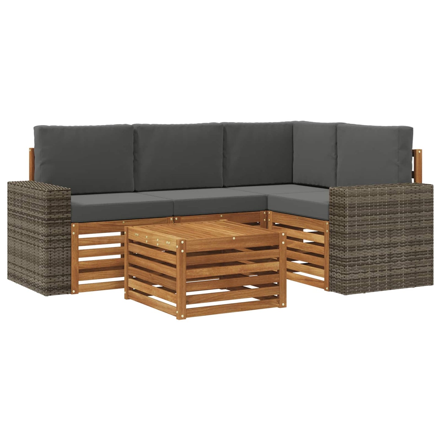 Outdoor-Sofagarnitur 5 pcs Natur und Anthrazit 59 x 59 x 37 cm