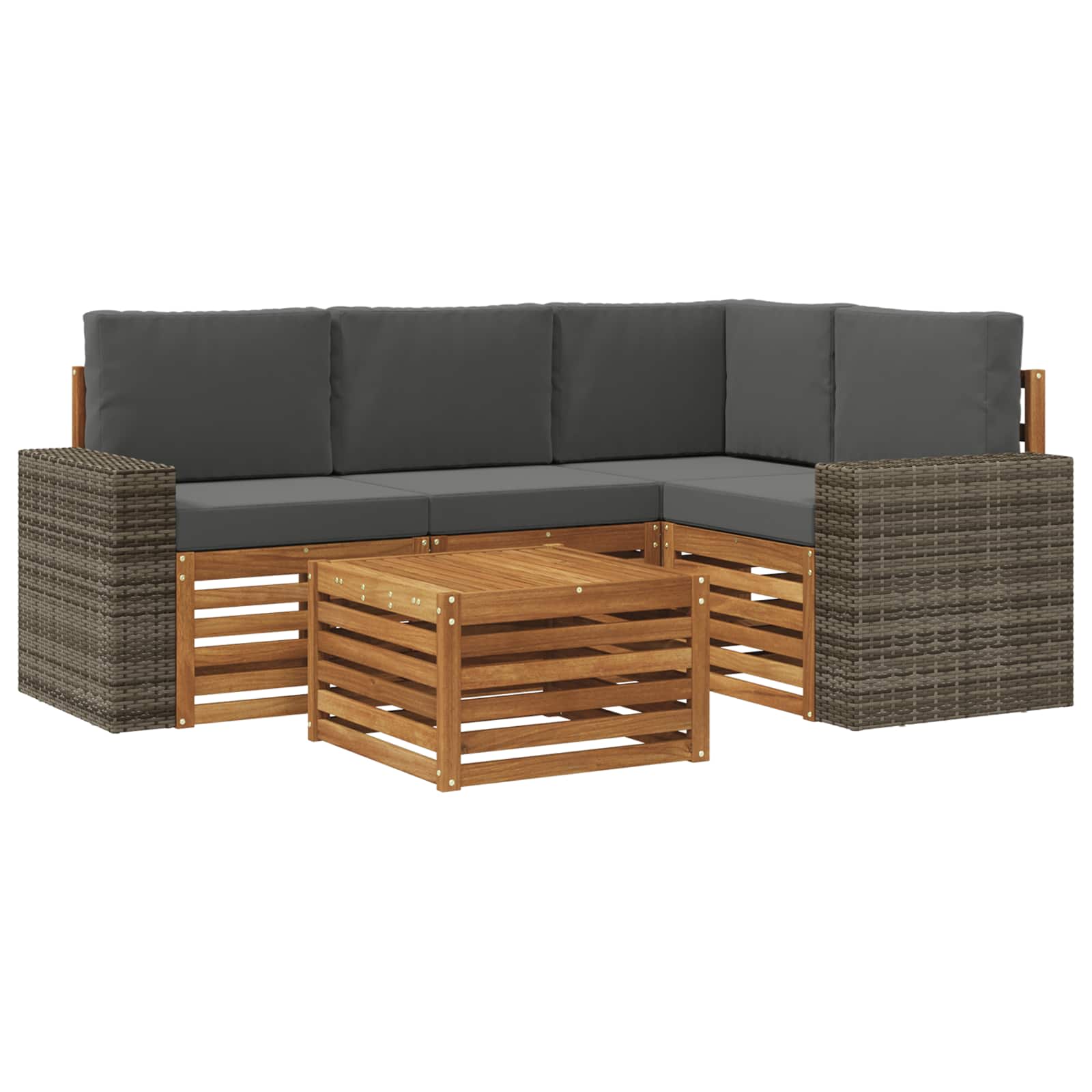 Outdoor-Sofagarnitur 5 pcs Natur und Anthrazit 59 x 59 x 37 cm