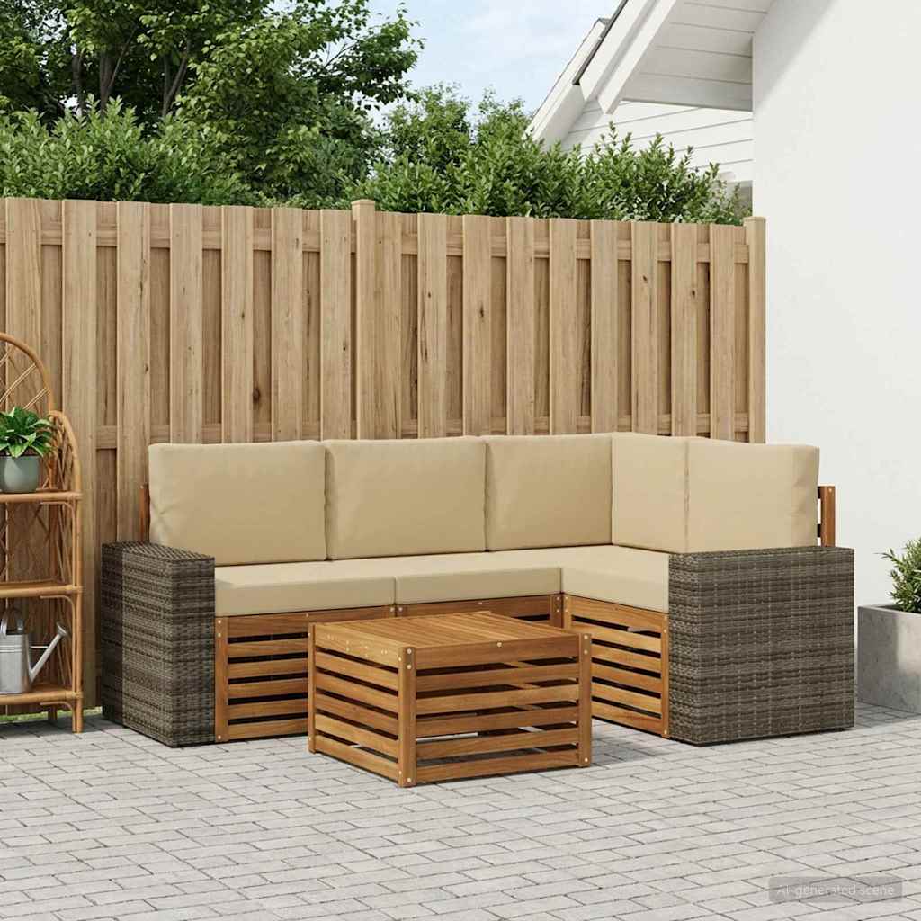 Outdoor-Sofagarnitur 5 pcs Natur und Beige 59 x 59 x 37 cm