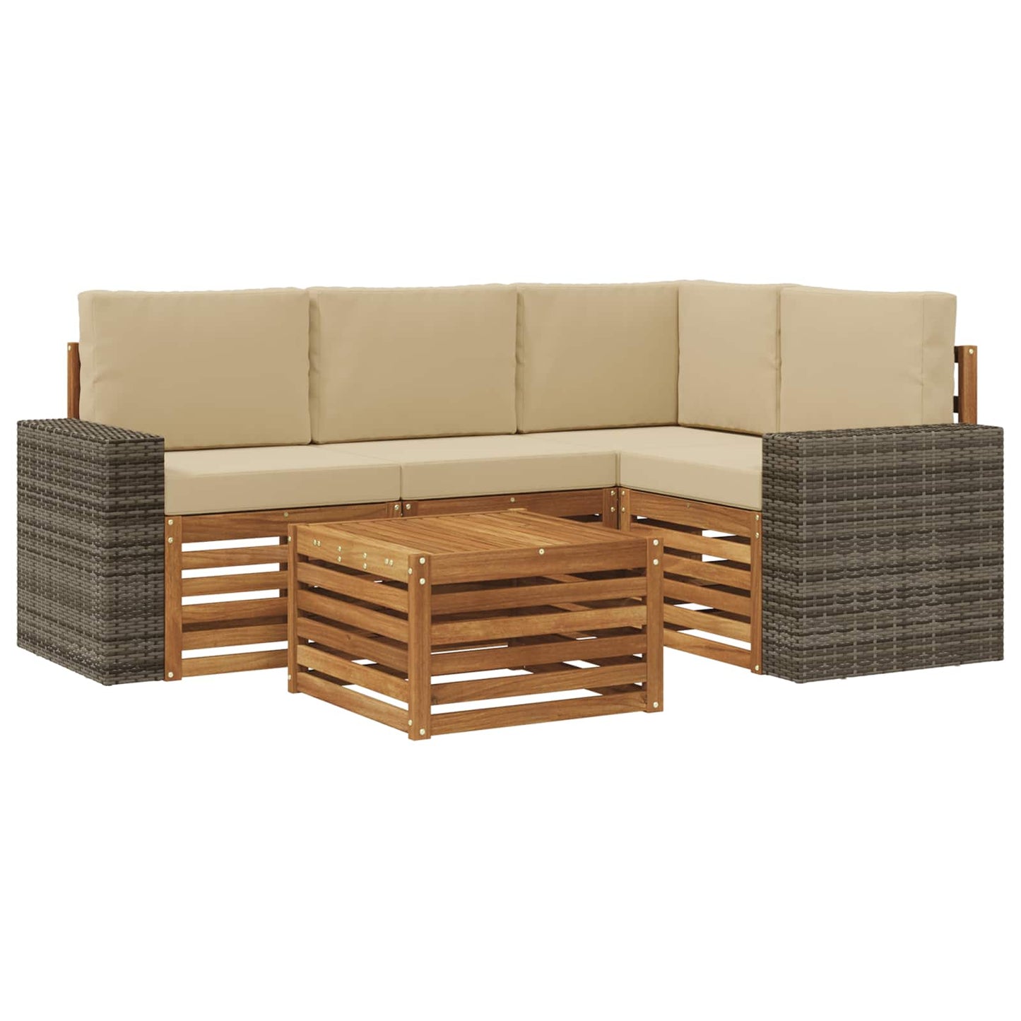 Outdoor-Sofagarnitur 5 pcs Natur und Beige 59 x 59 x 37 cm