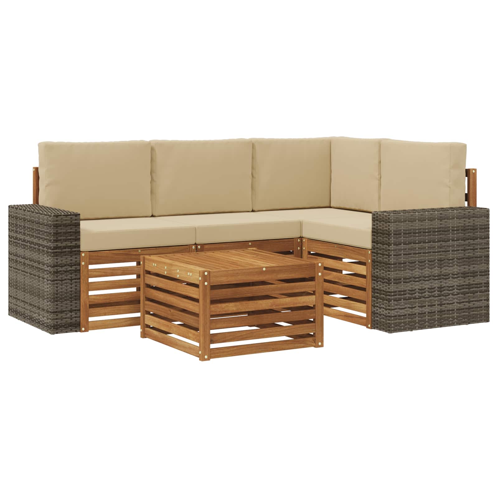 Outdoor-Sofagarnitur 5 pcs Natur und Beige 59 x 59 x 37 cm