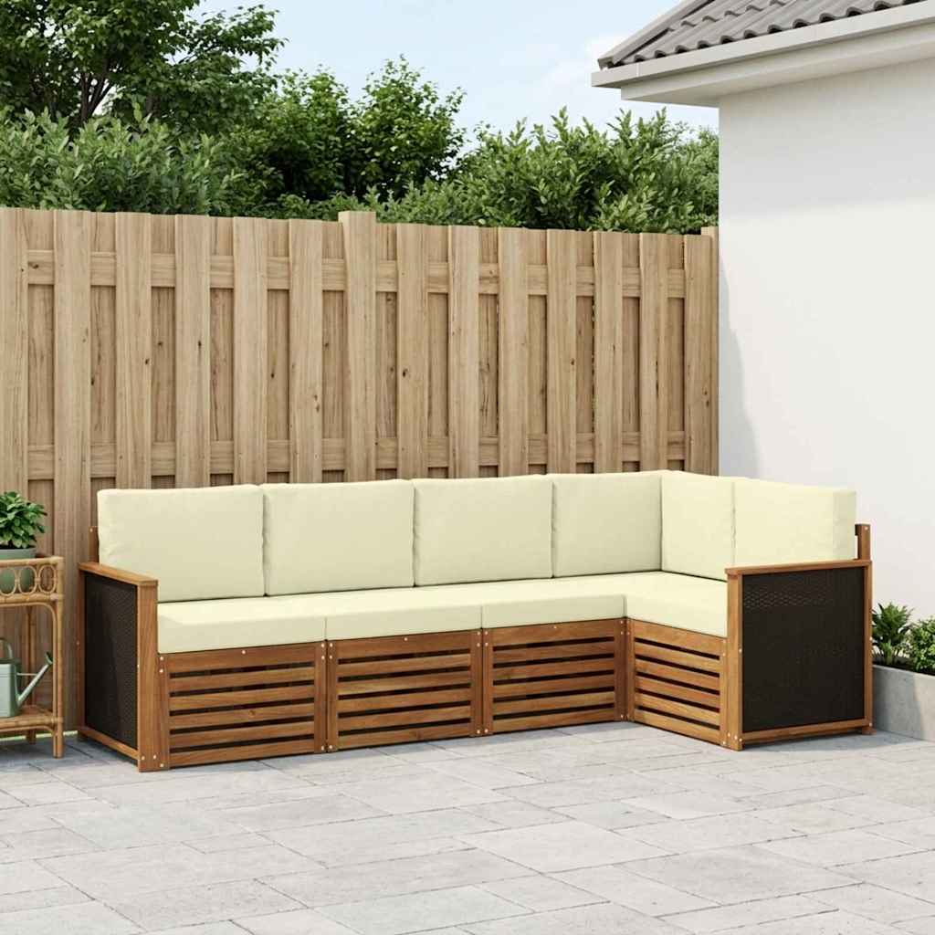 Ecksofa Set mit Kissen 4 pcs Natur und Creme