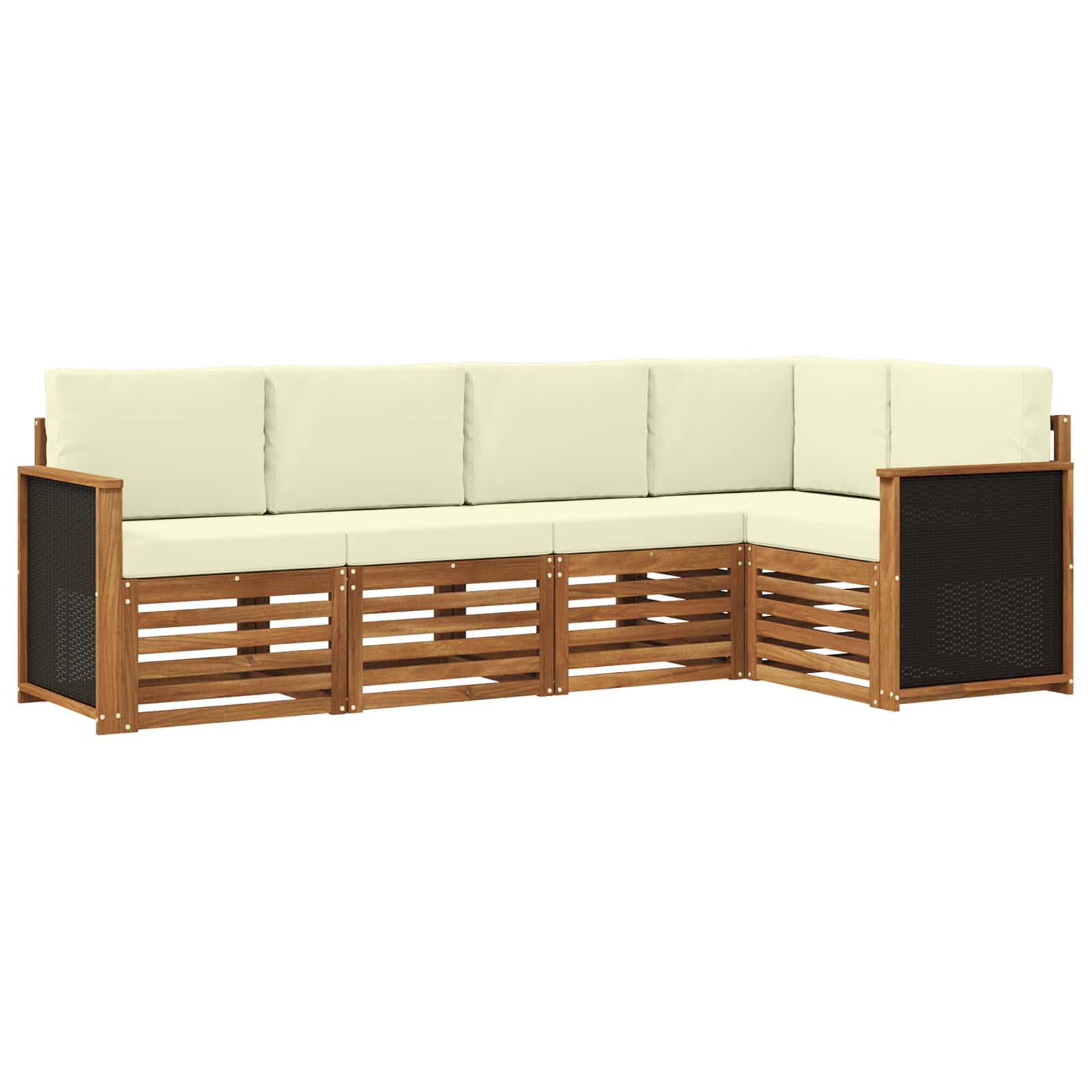 Ecksofa Set mit Kissen 4 pcs Natur und Creme