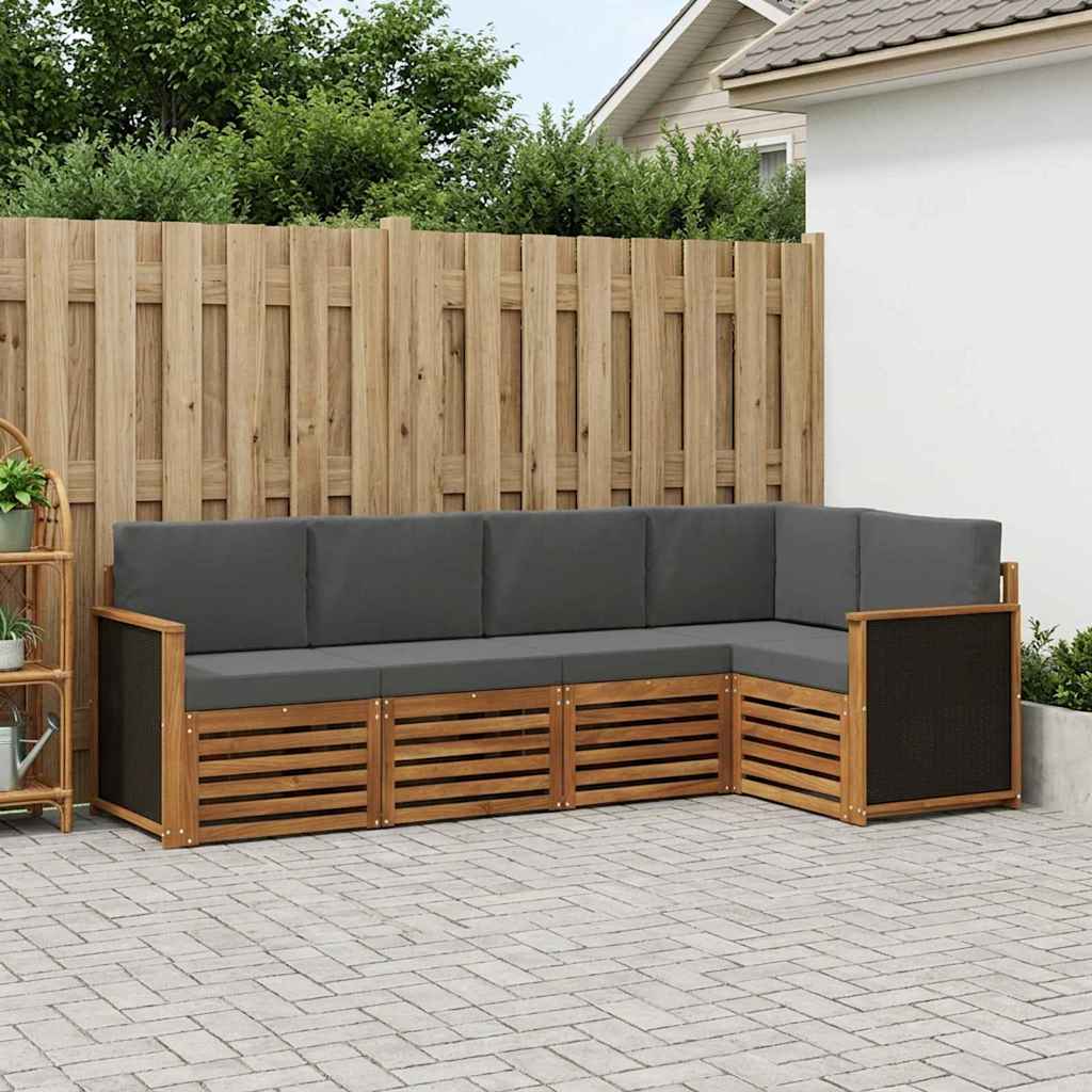 Ecksofa Set mit Kissen 4 pcs Natur und Anthrazit