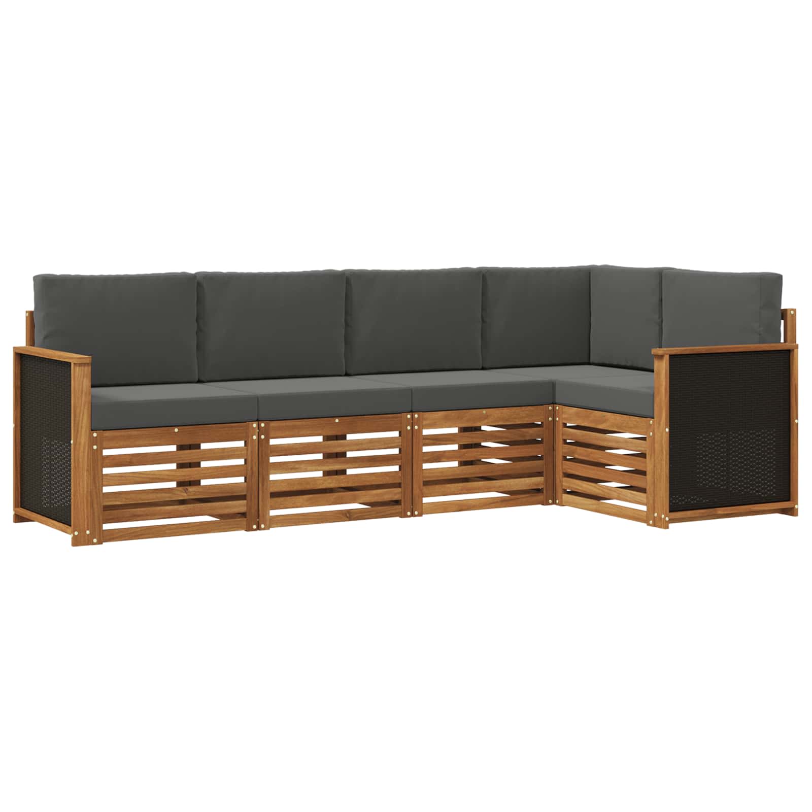 Ecksofa Set mit Kissen 4 pcs Natur und Anthrazit
