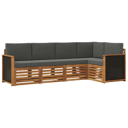 Outdoor-Sofagarnitur 4 stk. Natur und Anthrazit