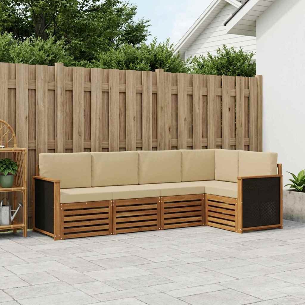 Outdoor-Sofagarnitur 4 stk. Natur