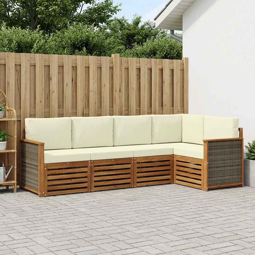 Ecksofa Set mit Kissen 4 pcs Natur und Creme