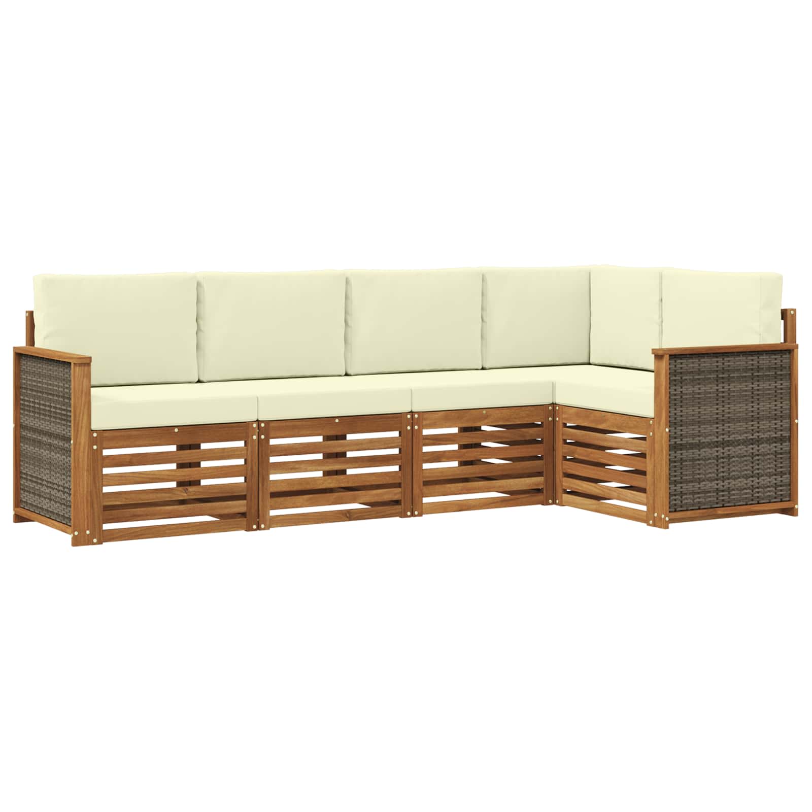 Ecksofa Set mit Kissen 4 pcs Natur und Creme
