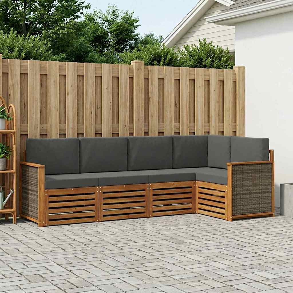 Ecksofa Set mit Kissen 4 pcs Natur und Anthrazit