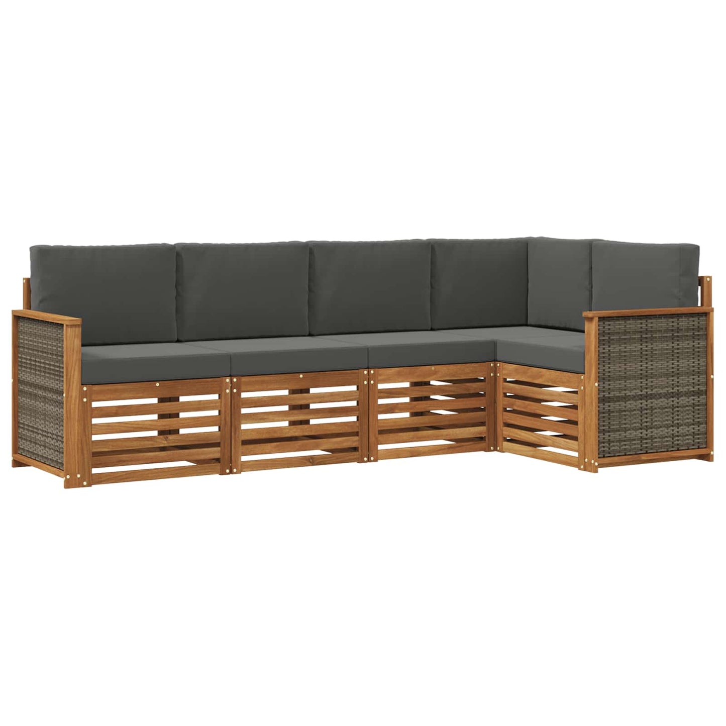 Ecksofa Set mit Kissen 4 pcs Natur und Anthrazit