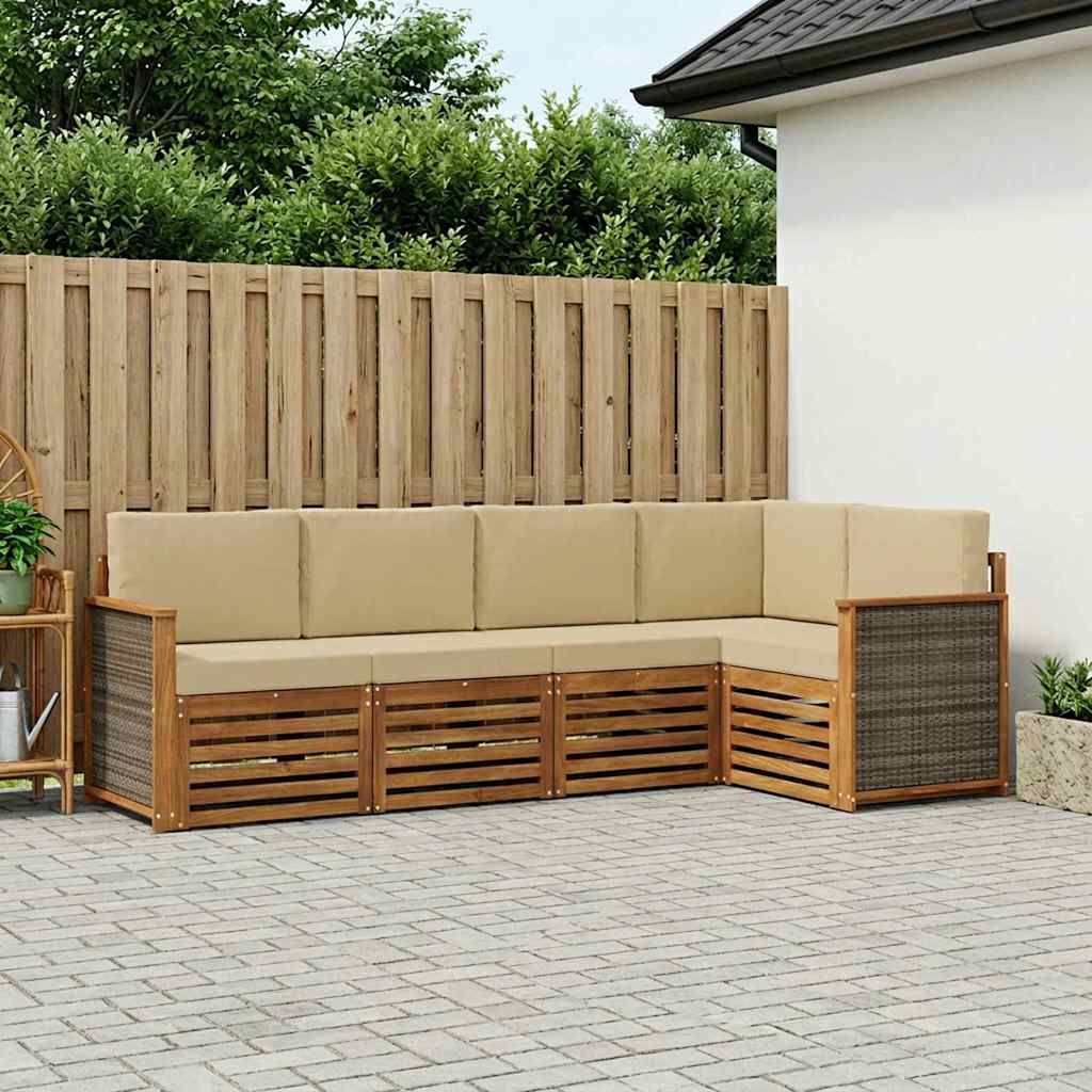 Outdoor-Sofagarnitur 4 stk. Natur