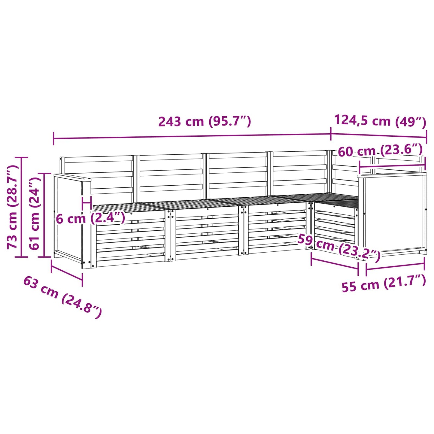 Outdoor-Sofagarnitur 4 stk. Natur Massivholz Akazie