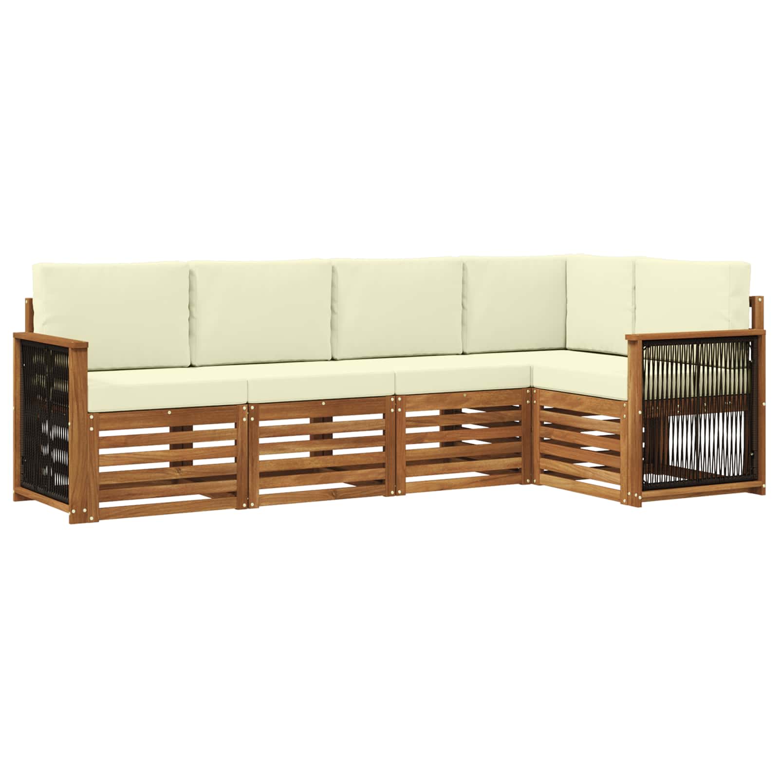 Ecksofa Set mit Kissen 4 pcs Natur und Creme