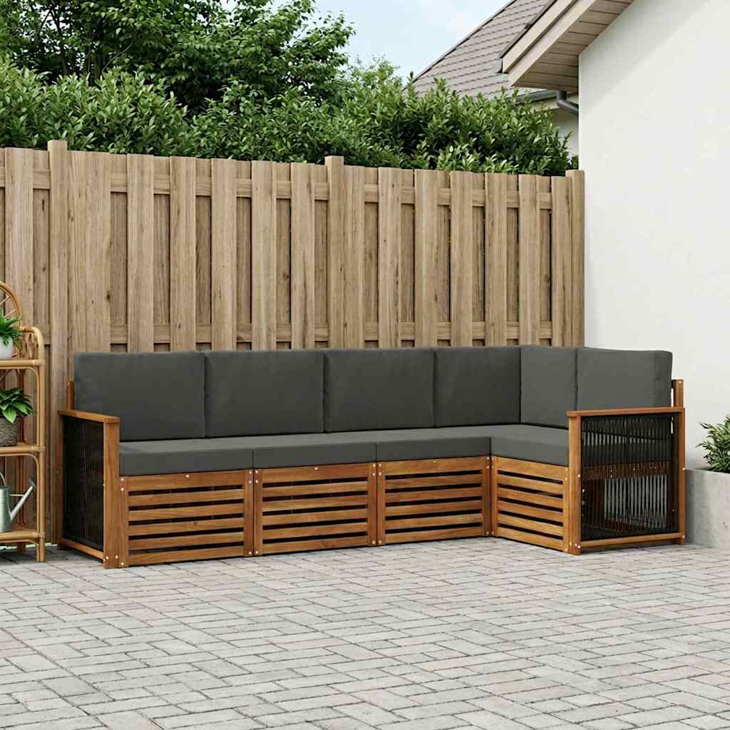 Ecksofa Set mit Kissen 4 pcs Natur und Anthrazit
